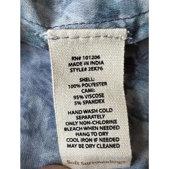 Soft Surroundings Top Womens Gray Green Sheer Roll Tab Sleeve MED Oversized - Picture 8 of 8